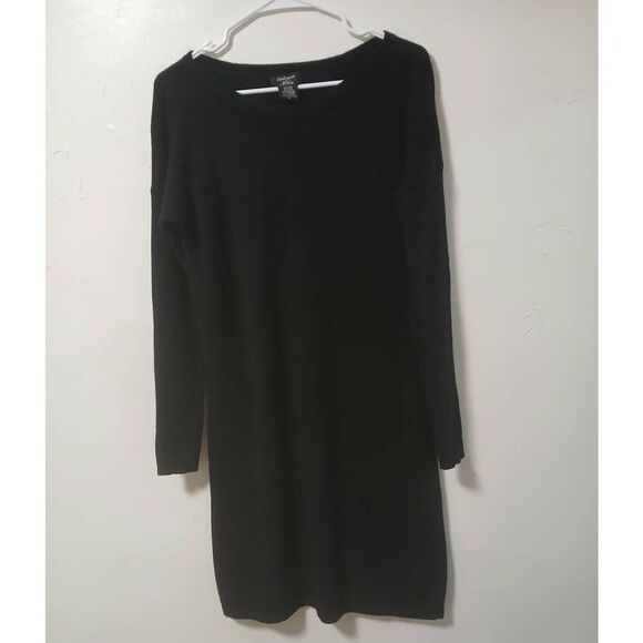 Lord and Taylor womens large boat neck wool cashmere black sweater dress - Picture 2 of 6